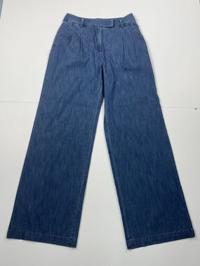 NWT J Mclaughlin Newman Pants Wide Leg Indigo Chambray Denim Women's Size 2